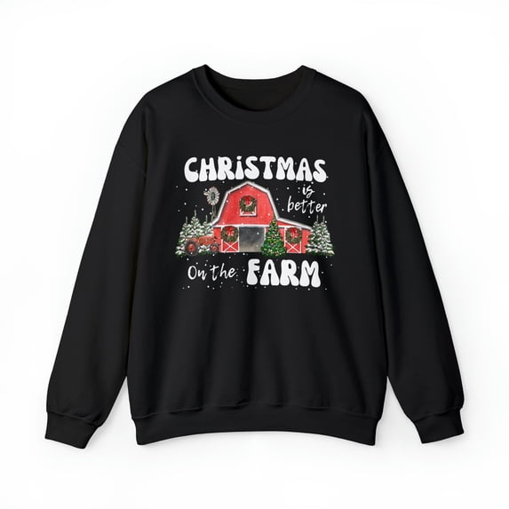 Womens Adult Country Christmas Is Better On The Farm Crewneck Sweatshirt