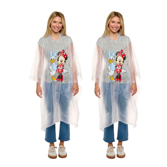 Womens Adult Disney Minnie Mouse & Daisy Duck Rain Poncho 2-Pack Water Resistant
