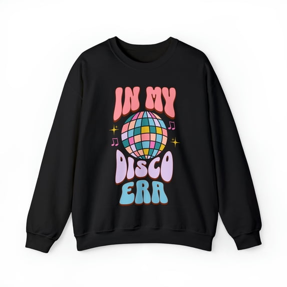 Womens Adult In My Disco Era Crewneck Sweatshirt, Retro Groovy Disco Top