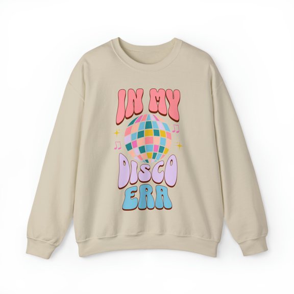 Womens Adult In My Disco Era Crewneck Sweatshirt, Retro Groovy Disco Top