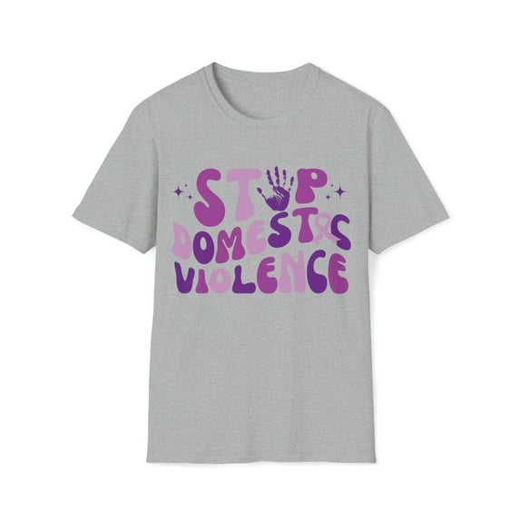 Womens Adult Stop Domestic Violence T-Shirt, Retro Purple October Tee