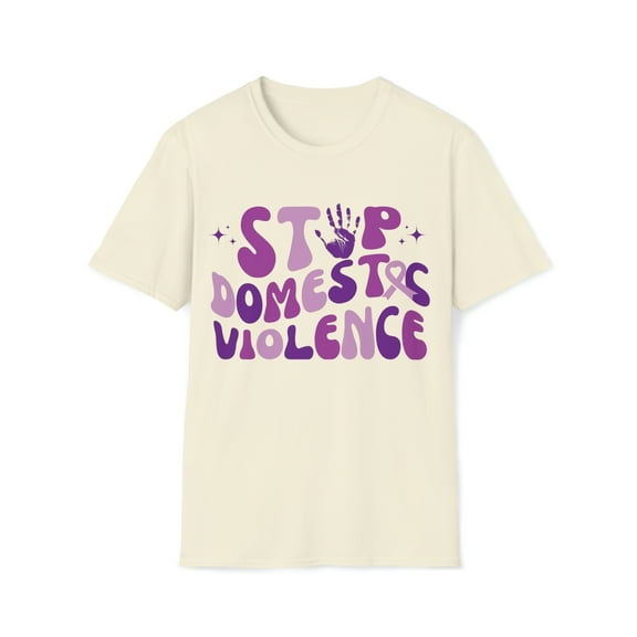 Womens Adult Stop Domestic Violence T-Shirt, Retro Purple October Tee