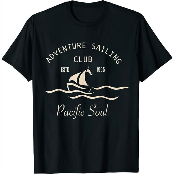 Womens Adventure Sailing Club 1995 Pacific Soul Ocean Sailboat Team T-Shirt Black
