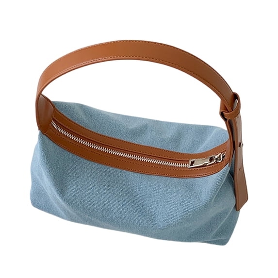 Womens Aesthetic Shoulder Bag Korean Style Armpit Bag Denims Handbag for Travel