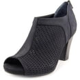 thumbnail image 1 of Womens Alanny Perforated Peep Toe Booties - Black, 1 of 5