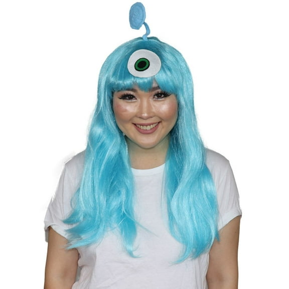 Womens Aliens Wig with Antennae | Blue TV/Movie Wigs | Premium Breathable Capless Cap