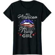 SASSALILLY Womens All American Trump Girl T-shirt Casual Graphics Tops Summer Gift Tee Black Small