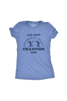 Womens All City Snowball Fight Champion 1988 T Shirt Funny Winter Snow Graphic Vintage Tee Womens Graphic Tees