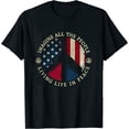 thumbnail image 1 of Womens All The People Imagine Living Life In Peace Hippie Short Sleeve T-Shirt Black X-Large, 1 of 5