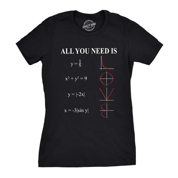 Womens All You Need Is Love Equation T Shirt Funny Nerdy Math Tee Womens Graphic Tees