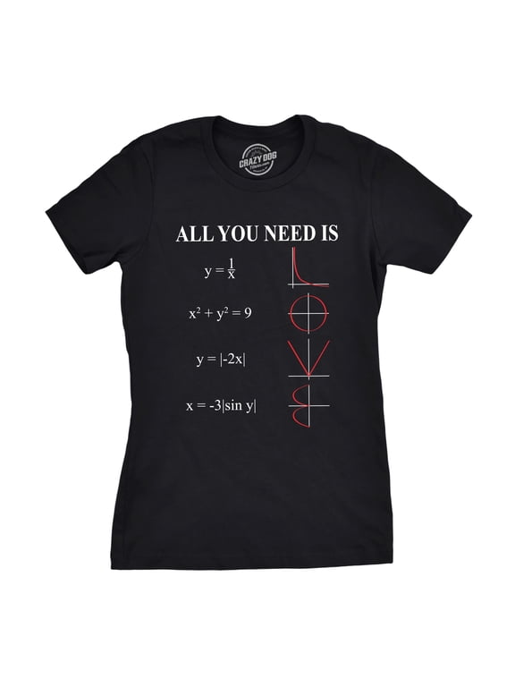 Womens All You Need Is Love Equation T Shirt Funny Nerdy Math Tee Womens Graphic Tees
