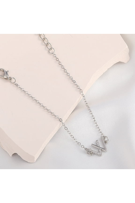 Womens Alloy Bracelet with Diamond Accent and Elegant Letter W Design Sparkling Jewelry Fashionable Gift Bracelet for