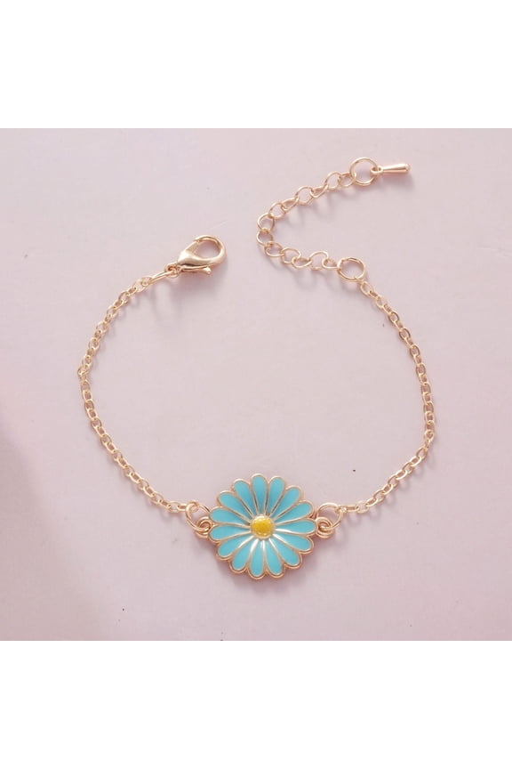 Womens Alloy Daisy Bracelet Fashion Jewelry with Drip Oil Treatment Elegant Jewelry Gift for Her KC Gold White Red Pink