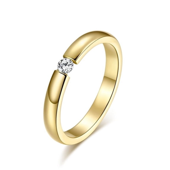 Womens Alloy Ring with Single Diamond Artificial Gemstone Inlay Fashion Jewelry European and American Ring Women's Gift Black Silver Rose Gold and Gold