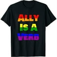 thumbnail image 1 of Womens Ally Is A Verb Gay Pride Flag Lgbtq Support Lesbian Bi Trans T-Shirt White X-Large, 1 of 5