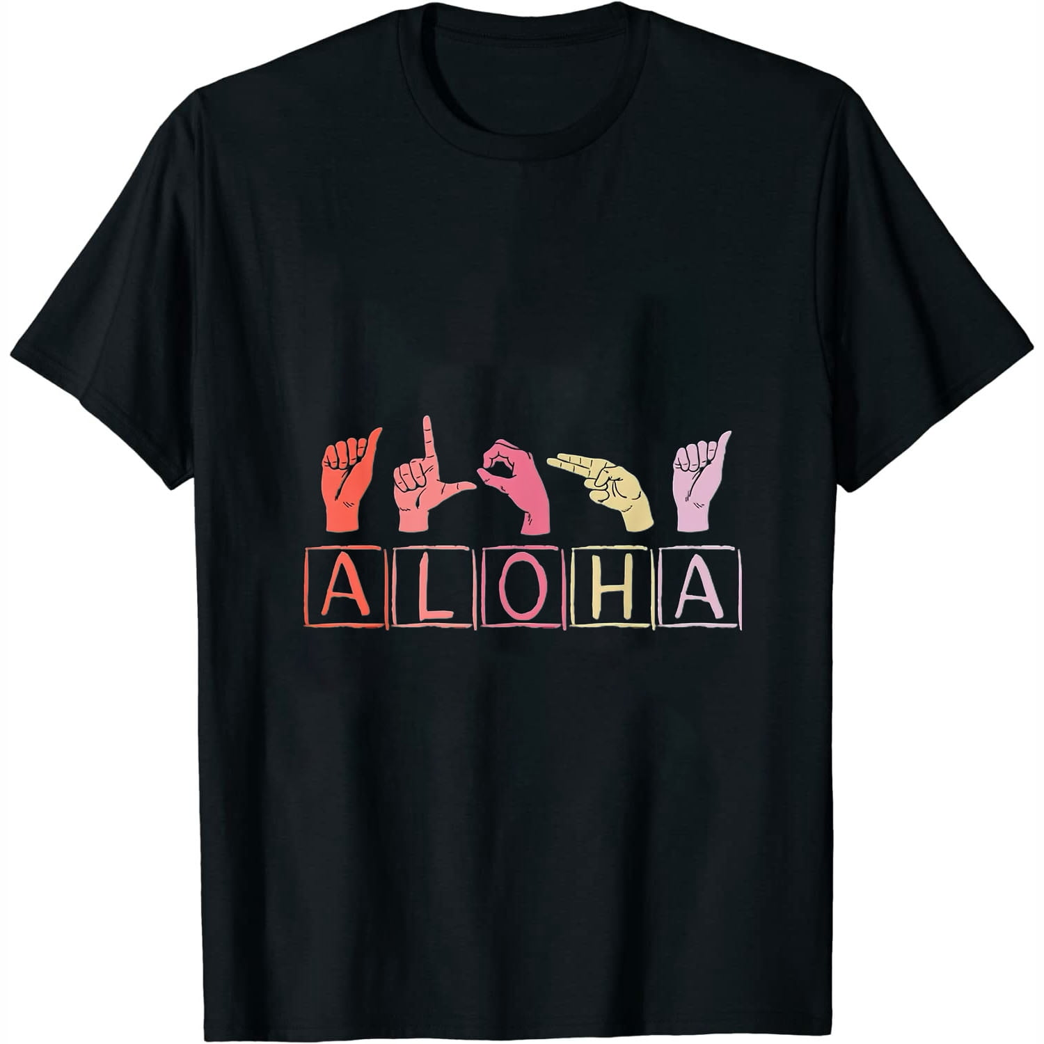 Womens Aloha Hand Sign Language American ASL Teacher Hawaiian T-Shirt ...
