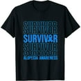 thumbnail image 1 of Womens Alopecia Survivor Alopecia Awareness Blue Ribbon Alopecia T-Shirt, 1 of 5