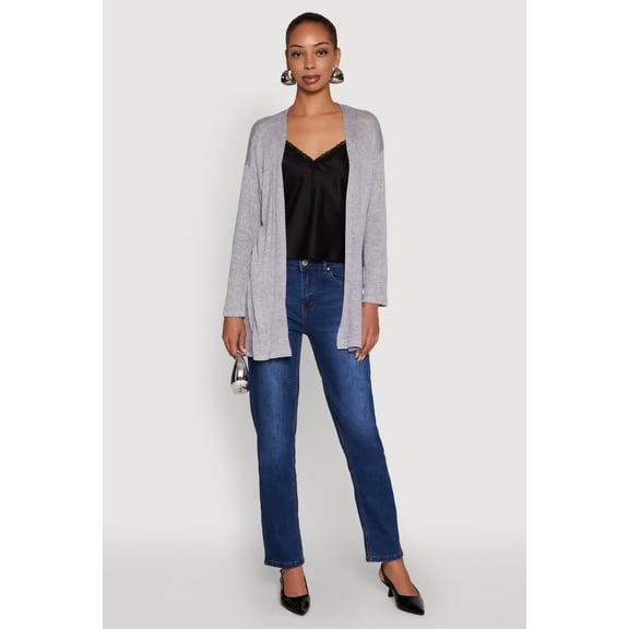 Womens Ambiance Brushed Knit Long Sleeve Duster