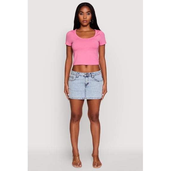 Women's Ambiance Classic Fit Scoop Neck Short Sleeve Cropped Tee