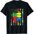 thumbnail image 1 of Womens American Flag Autism Awareness Baby Boys Girls Toddlers Kids T-Shirt, 1 of 5