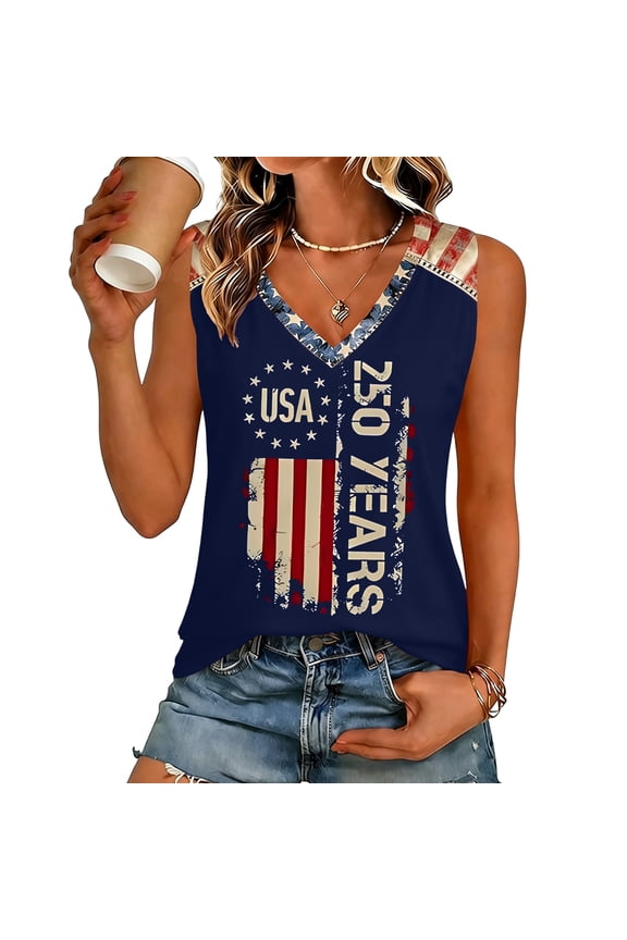 Womens American Flag Flag Tank Top V Neck Sleeveless Patriotic Summer Casual Camisole Shirt Tee Patriotic Shirt 4th of July Summer Vest Tops