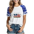 thumbnail image 1 of Womens American Flag T Shirt 4th of July Shirts Raglan Short Sleeve Patriotic Tee Tops, 1 of 3