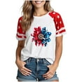 thumbnail image 1 of Womens American Flag T Shirt 4th of July Shirts Raglan Short Sleeve Patriotic Tee Tops, 1 of 3
