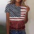 thumbnail image 1 of Womens American Flag T Shirt Patriotic Shirts Womens Patriotic Tee Patriotic T Shirts Ladies New Short-Sleeved Round Neck Pullover Independence Day Printed Casual Tops, 1 of 4
