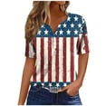 thumbnail image 1 of Womens American Flag T Shirt USA Star Stripes Fourth July Tee Shirts Button-up V Neck Short Sleeve Tunic Tops Fashion Butterfly Graphic Tunic T-Shirt Independence Day Patriotic Tees Blouses, 1 of 5