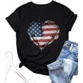 thumbnail image 1 of Womens American Flag T-Shirts 4th of July Shirts Patriotic Independence Day Tops (XL,Heart Black), 1 of 1