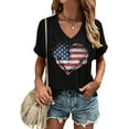 thumbnail image 1 of Womens American Flag T-Shirts 4th of July Shirts Patriotic Independence Day Tops (XL,V Black), 1 of 1