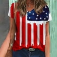 thumbnail image 1 of Womens American Flag T Shirts Summer 4th of July Patriotic Tops Short Sleeve Cute Independence Day Fashion Tunics, 1 of 5