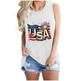 thumbnail image 1 of Womens American Flag Tank Tops 4Th of July Sleeveless Tops Teen Girls Heart USA Stars Stripes Patriotic T Shirt Summer Loose Vest Tees Casual Round Neck Tanks Memorial Day Tees Independence Day Tops, 1 of 4
