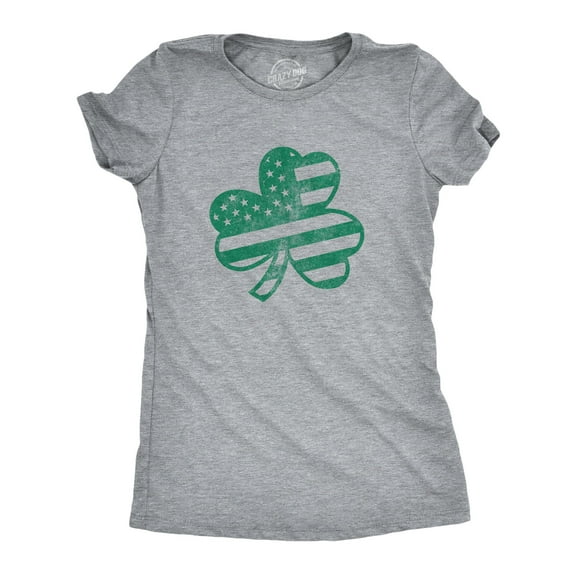 Womens American Shamrock Flag T Shirt USA Saint Patricks Day Clover Graphic Womens Graphic Tees
