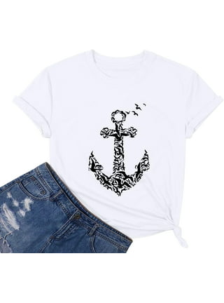  Brisco Brands Navy Girlfriend US Womens Graphic T Shirt Tees :  Clothing, Shoes & Jewelry