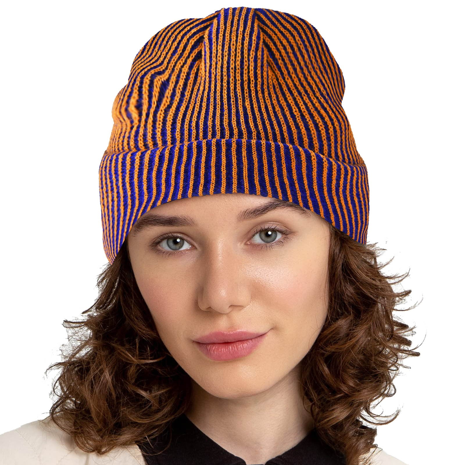 Womens And Mens Beanie Hat Fashion Striped Knitted Winter Outdoor