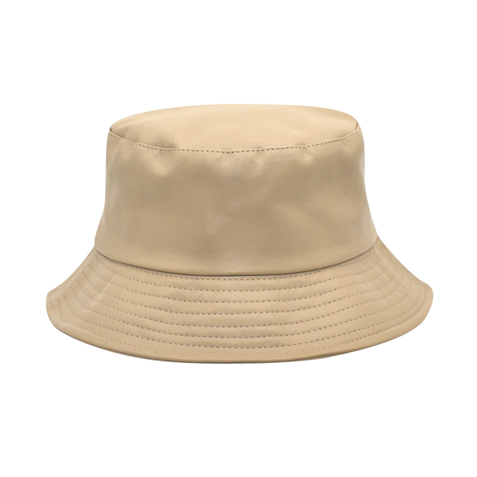 Womens And Mens Bucket Hat Pu Leather Fishermen's Hat Casual Basin Solid  Color Outdoor Hop Boonie Hats For Women 