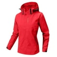 thumbnail image 1 of Womens And Mens Comfortable Waterproof Rain Jacket Solid Color Hoodies Loose Windproof Sports Fall And Winter Red Hiking Windbreake jacket L, 1 of 6