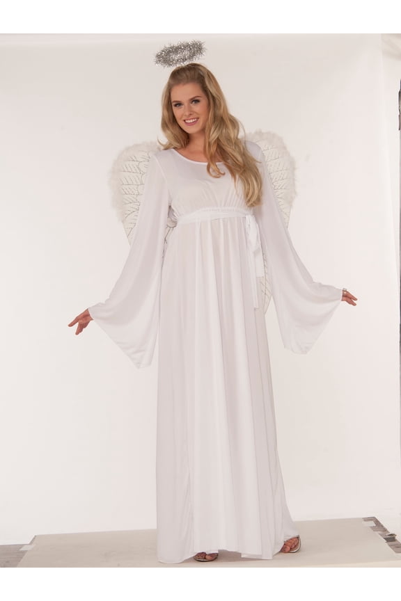 White Angelic Robe and Halo Costume Set for Adults, Women's One Size