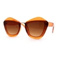 thumbnail image 1 of Womens Angry Eyebrow Line Exposed Lens Cat Eye Sunglasses Orange Brown, 1 of 4