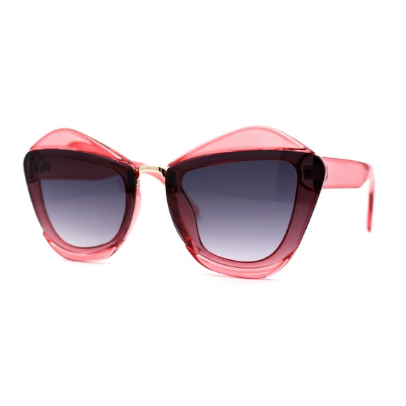 Womens Angry Eyebrow Line Exposed Lens Cat Eye Sunglasses Red Smoke
