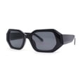 thumbnail image 1 of Womens Angular Bevel Narrow Clout Mod Plastic Sunglasses All Black, 1 of 4