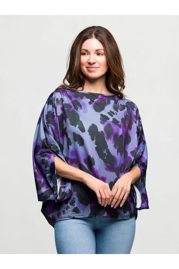 Womens Animal Print Dolman Sleeve Top