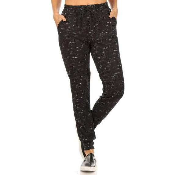 Womens Jogger Pants Animal Print Fleece Lined Drawstring Mid-Rise Casual Bottoms, Black, XL