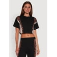 thumbnail image 1 of Womens Animal Print Varsity Stripe Side Crop Top, 1 of 5