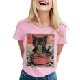 thumbnail image 1 of Womens Anime Cat Ramen Graphic T-Shirts Japanese Funny Graphic Short Sleeve Tees Kawaii Cat Anime Gifts Tops, 1 of 5