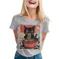 thumbnail image 1 of Womens Anime Cat Ramen Graphic T-Shirts Japanese Funny Graphic Short Sleeve Tees Kawaii Cat Anime Gifts Tops, 1 of 5