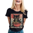 thumbnail image 1 of Womens Anime Cat Ramen Graphic T-Shirts Japanese Funny Graphic Short Sleeve Tees Kawaii Cat Anime Gifts Tops, 1 of 5
