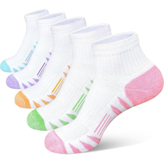 Womens Ankle Anti-blister Thick Cushioned Cotton Wicking Hiking Athletic Running Socks 5 Pairs