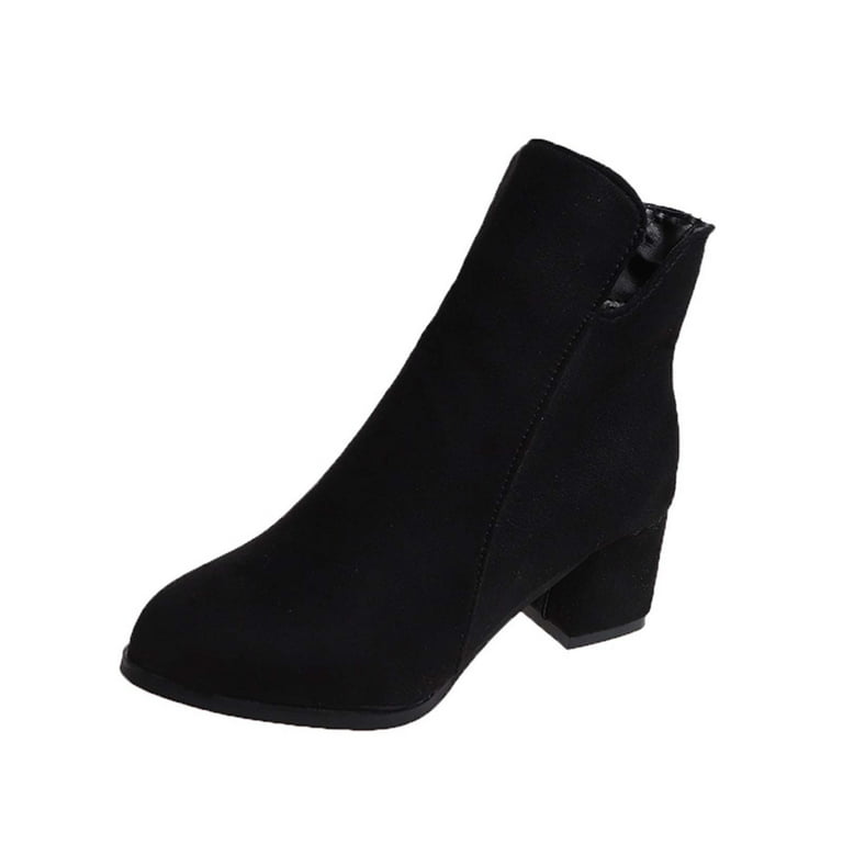 Black suede booties low heel deals